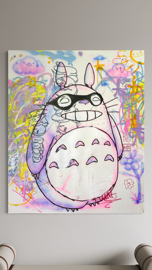 Totoro on archival paper 40x48 in paint and marker. Original