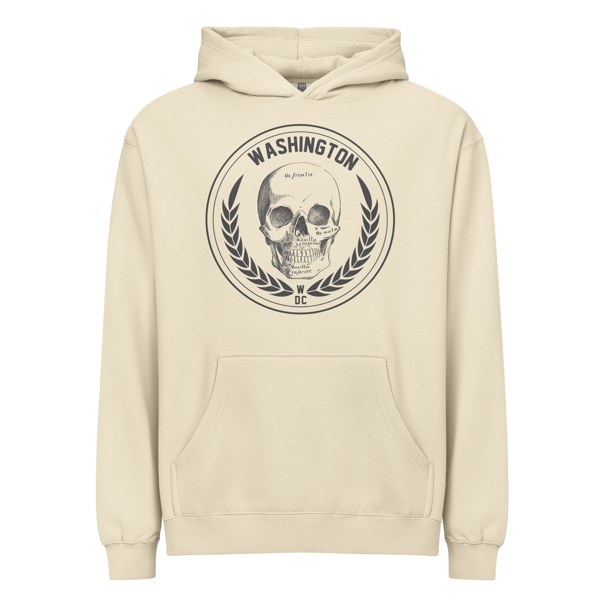 Skull Box Hoodie in Bone — front view