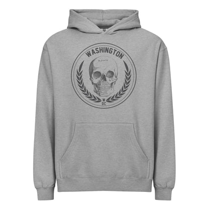 Skull Box Hoodie in Carbon Grey — front view