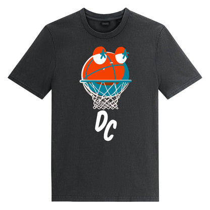 DC Baller Vintage Tee in garment-dyed black, front view, featuring Kelly Towles artwork.